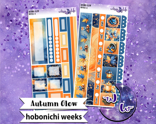 Autumn Glow weekly sticker kit, HOBONICHI WEEKS format, a la carte and bundle options. WW956