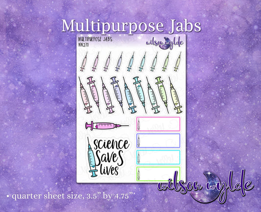 Multipurpose Jab planner stickers, syringe shot vaccine icons, WW271