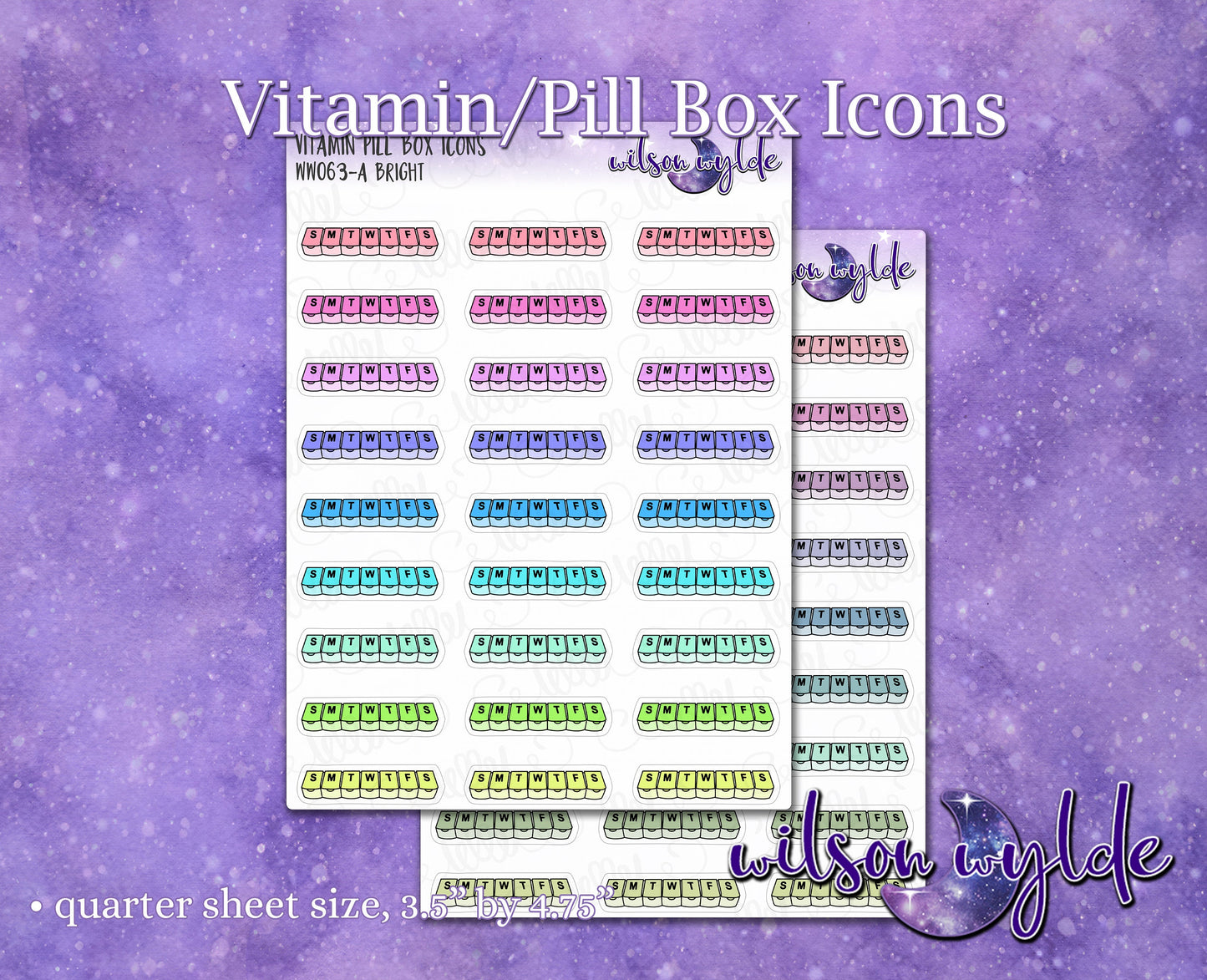 Vitamin Pill Box Icons planner stickers, WW063