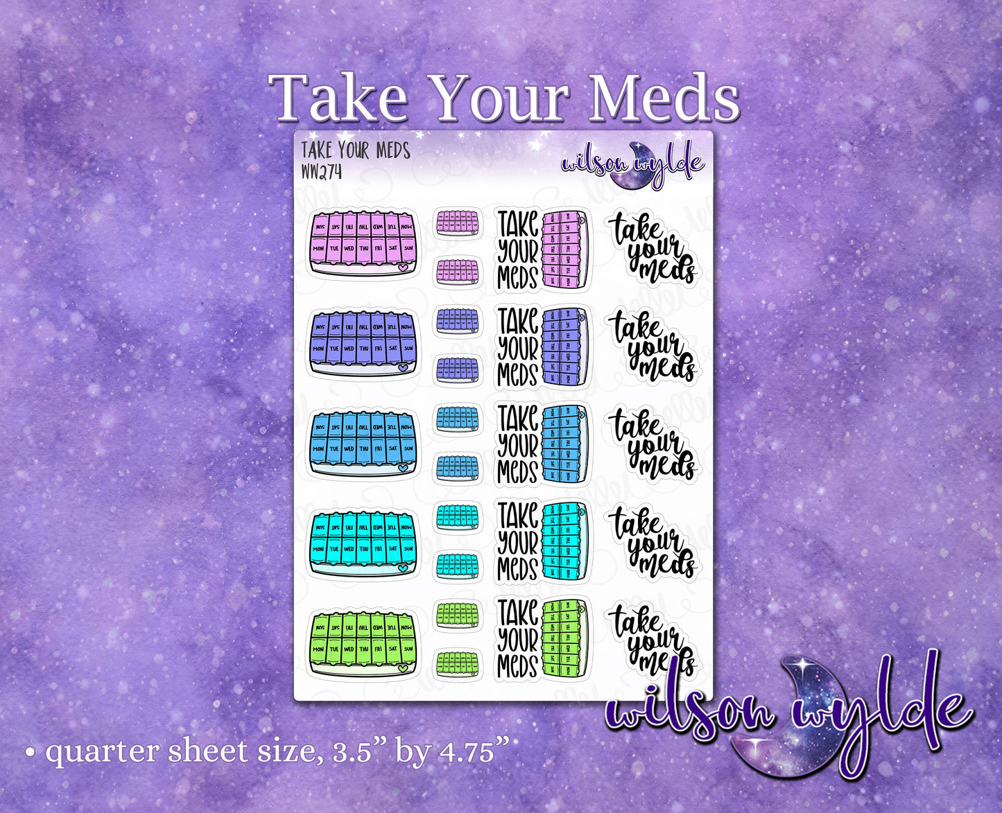 Take Your Meds planner stickers, WW274