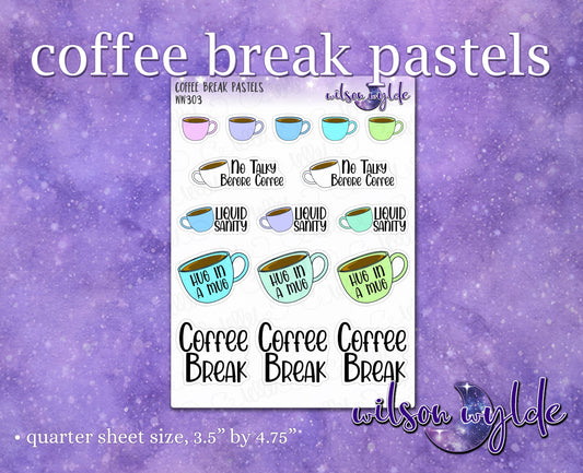 Coffee Break Pastels planner stickers, WW303