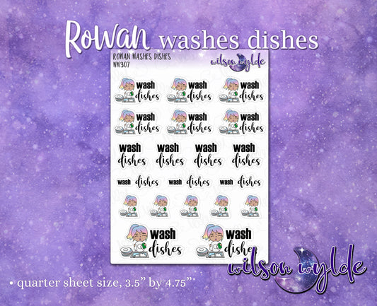 Rowan Washes Dishes planner stickers, WW307