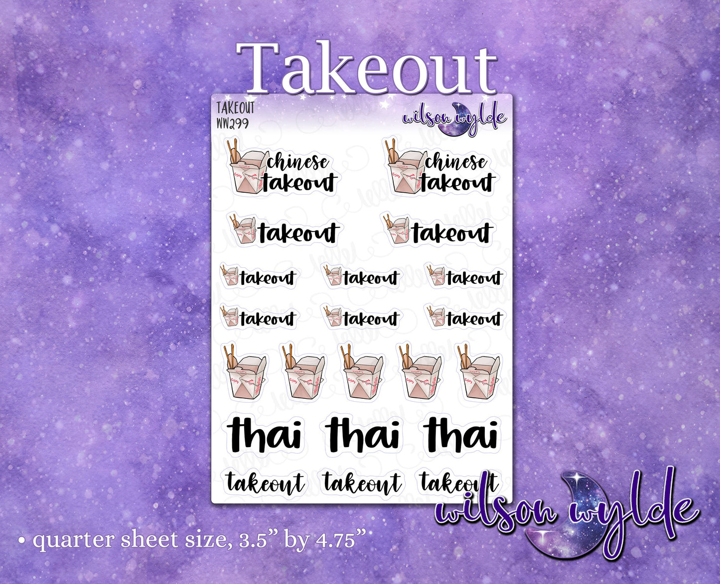 Takeout planner stickers, WW299