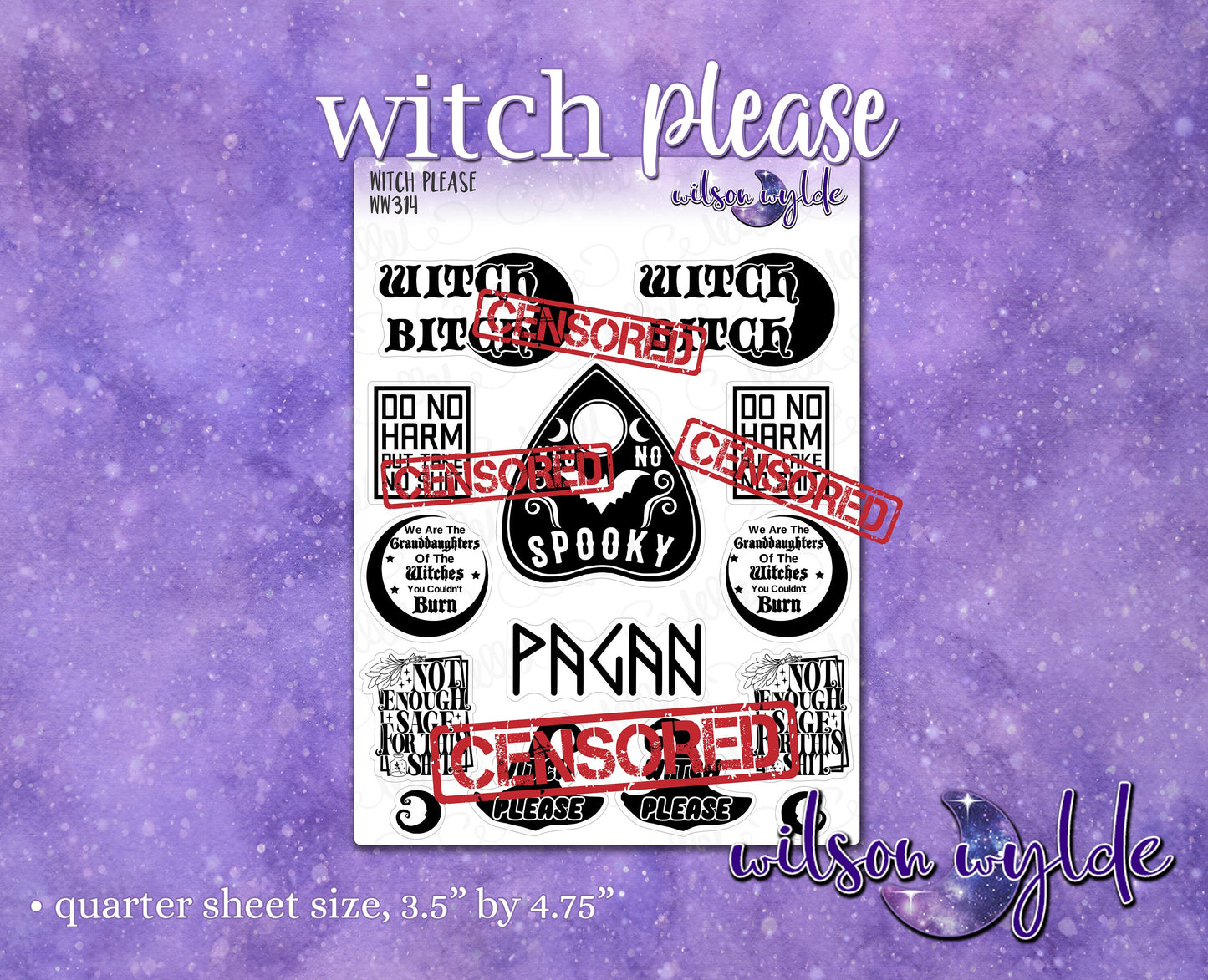 Witch Please planner stickers, WW314