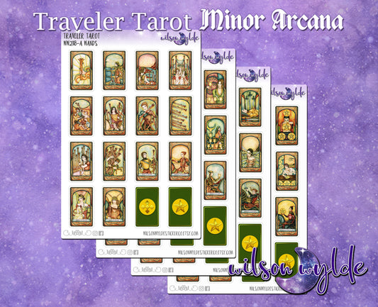 Traveler Tarot Minor Arcana, Tarot journaling, Daily Oracle planner stickers for Happy Planner, Hobonichi, Print Pression WW218