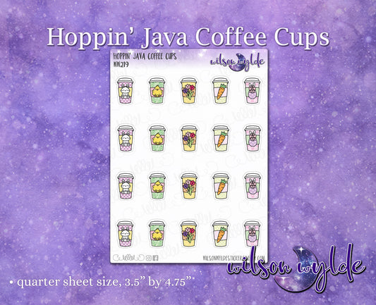 Hoppin' Java Coffee Cups, Easter planner stickers, for Print Pression, Happy Planner, and standard vertical WW219