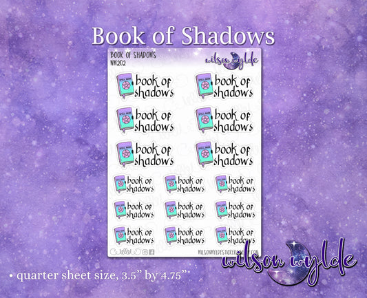 Book of Shadows, pagan reading & journaling planner stickers, pastel goth, for vertical, hobonichi, Happy Planner WW202