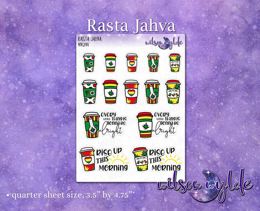 Rasta Jahva, Rastafarian inspired coffee cups for Happy Planner, Hobonichi, Print Pression WW241
