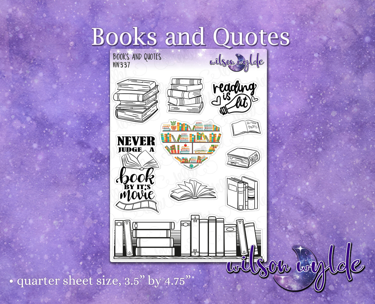 Books and Quotes planner stickers, WW337