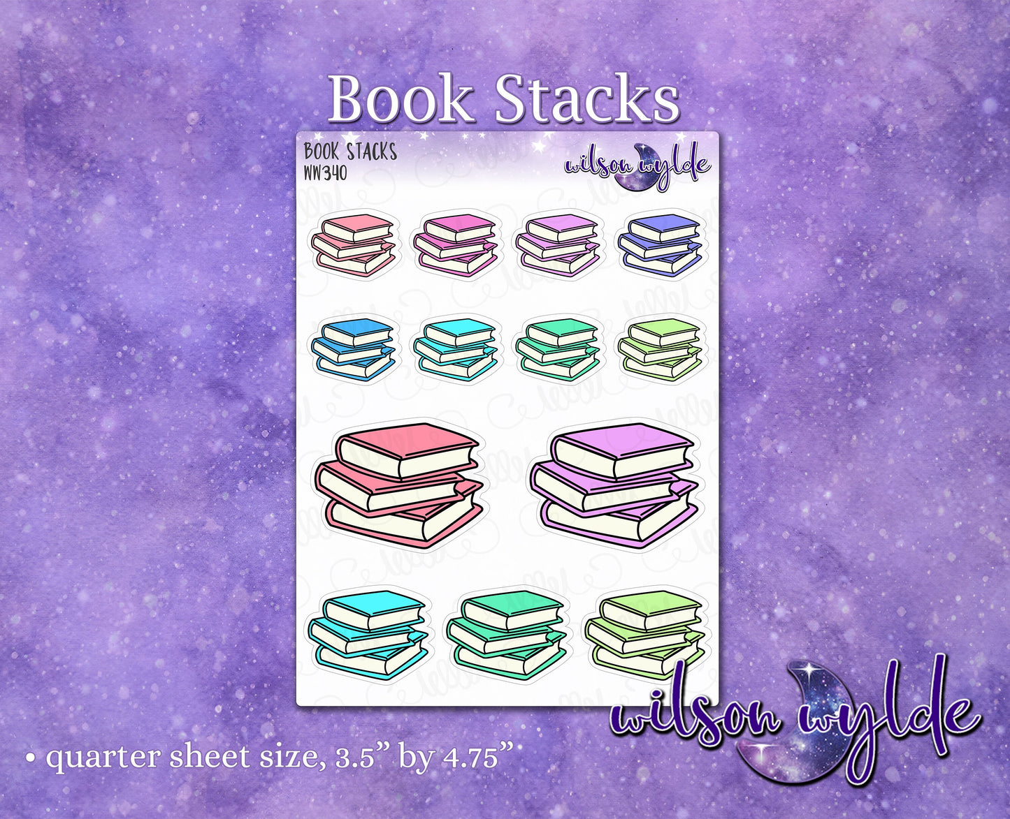 Book Stacks planner stickers, WW340