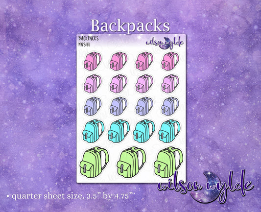 Backpacks planner stickers, WW344