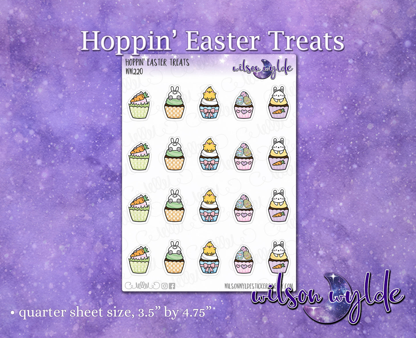 Hoppin' Easter Treats, cupcakes planner stickers, for Print Pression, Happy Planner, and standard vertical WW220