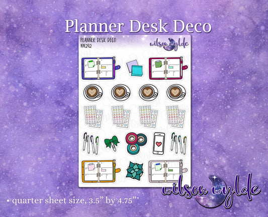 Planner Desk Deco planner stickers for Happy Planner, Hobonichi, Print Pression WW242