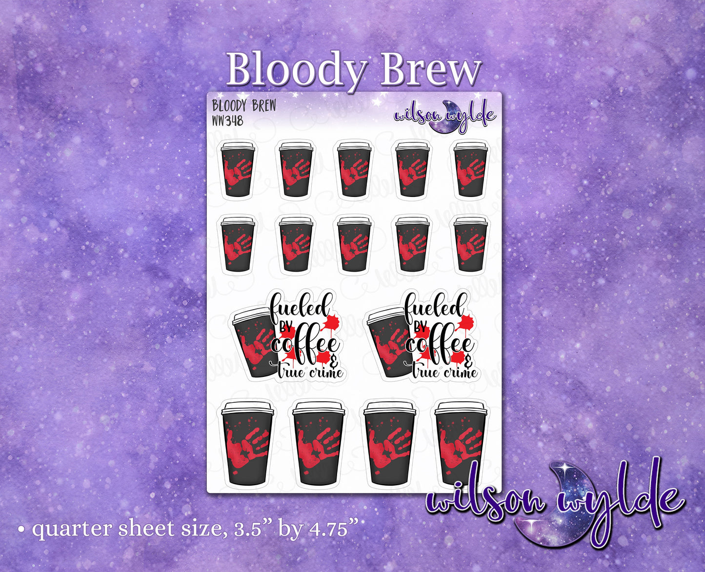 Bloody Brew planner stickers, WW348