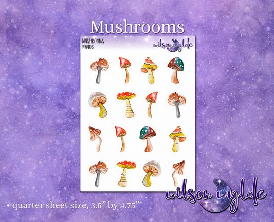 Mushrooms planner stickers, WW406