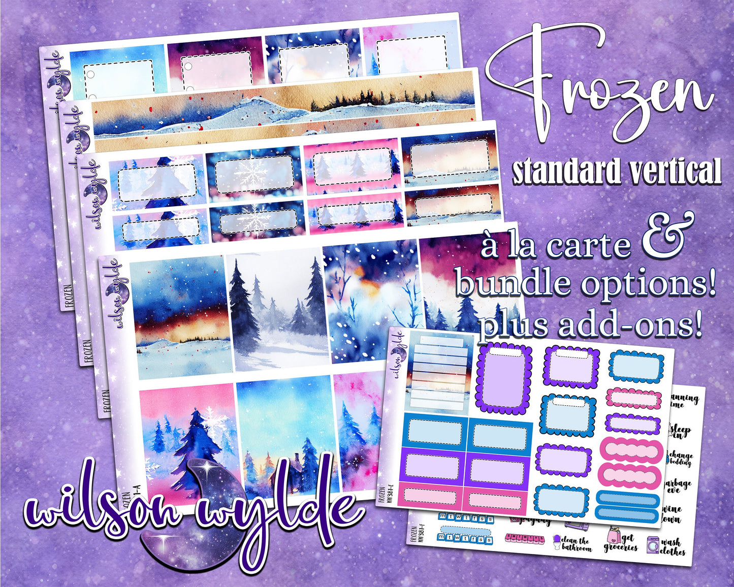 Frozen full weekly sticker kit, standard vertical format, a la carte and bundle options. WW381