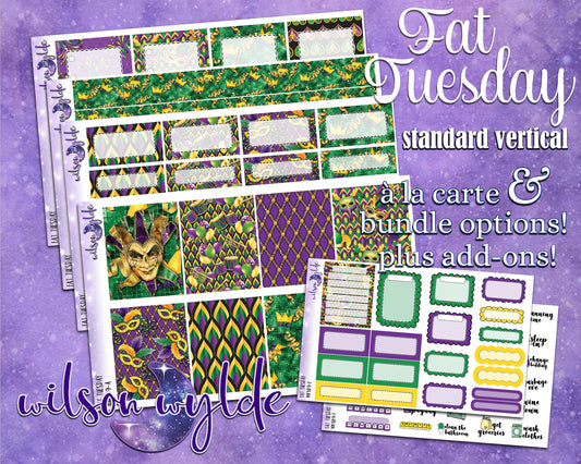 OVERSTOCK Fat Tuesday full weekly sticker kit, STANDARD VERTICAL format, WW389