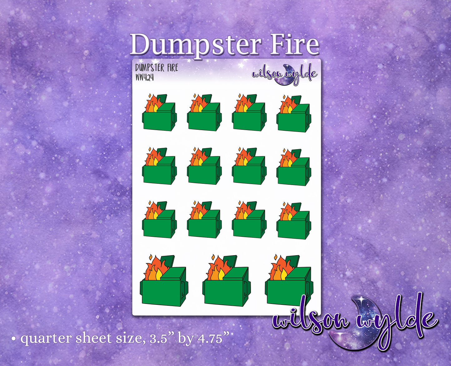 Dumpster Fire planner stickers, WW427