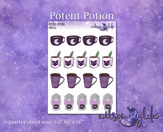 Potent Potion coffee cups planner stickers, WW432
