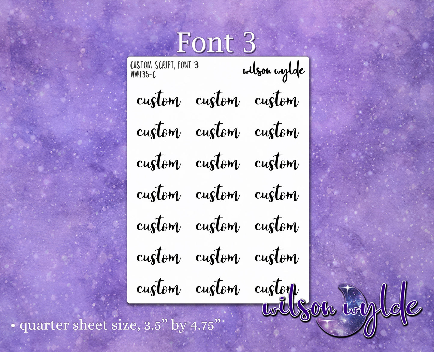 Custom Script planner stickers, foiling available WW434