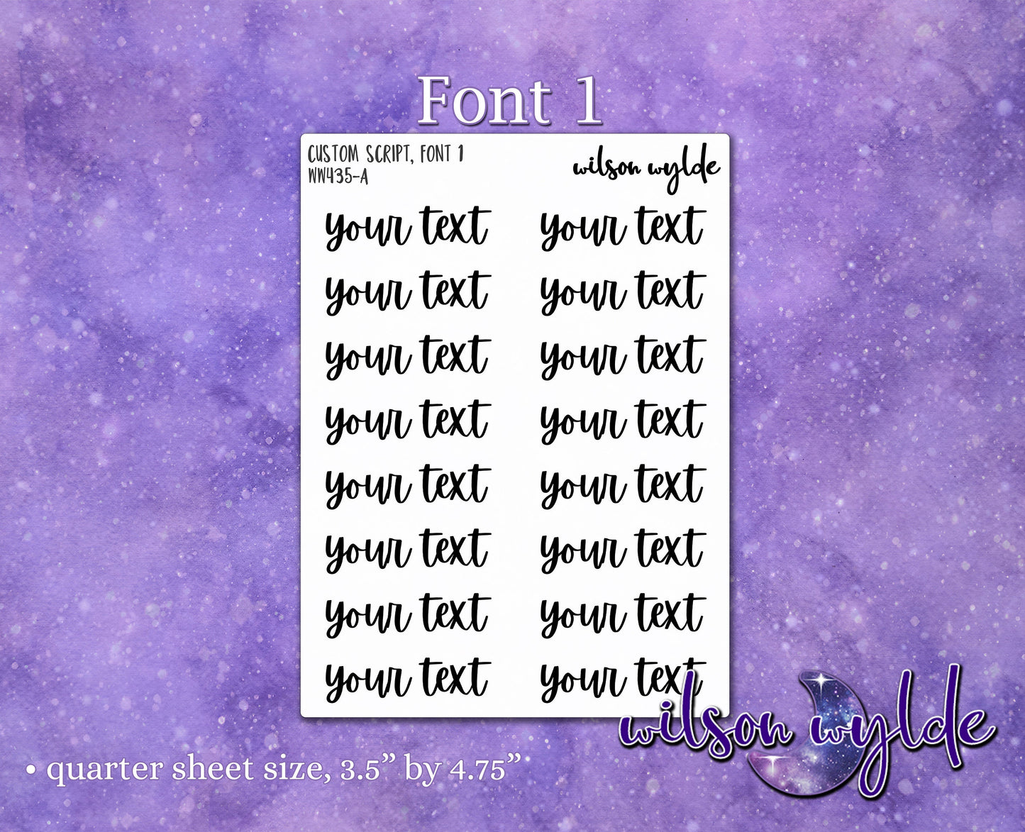 Custom Script planner stickers, foiling available WW434