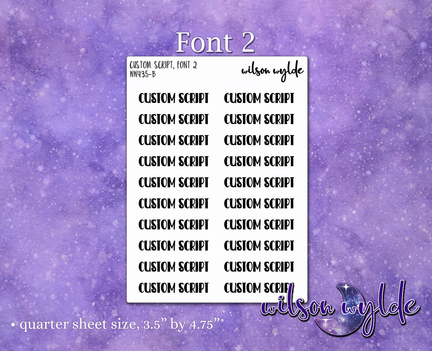 Custom Script planner stickers, foiling available WW434