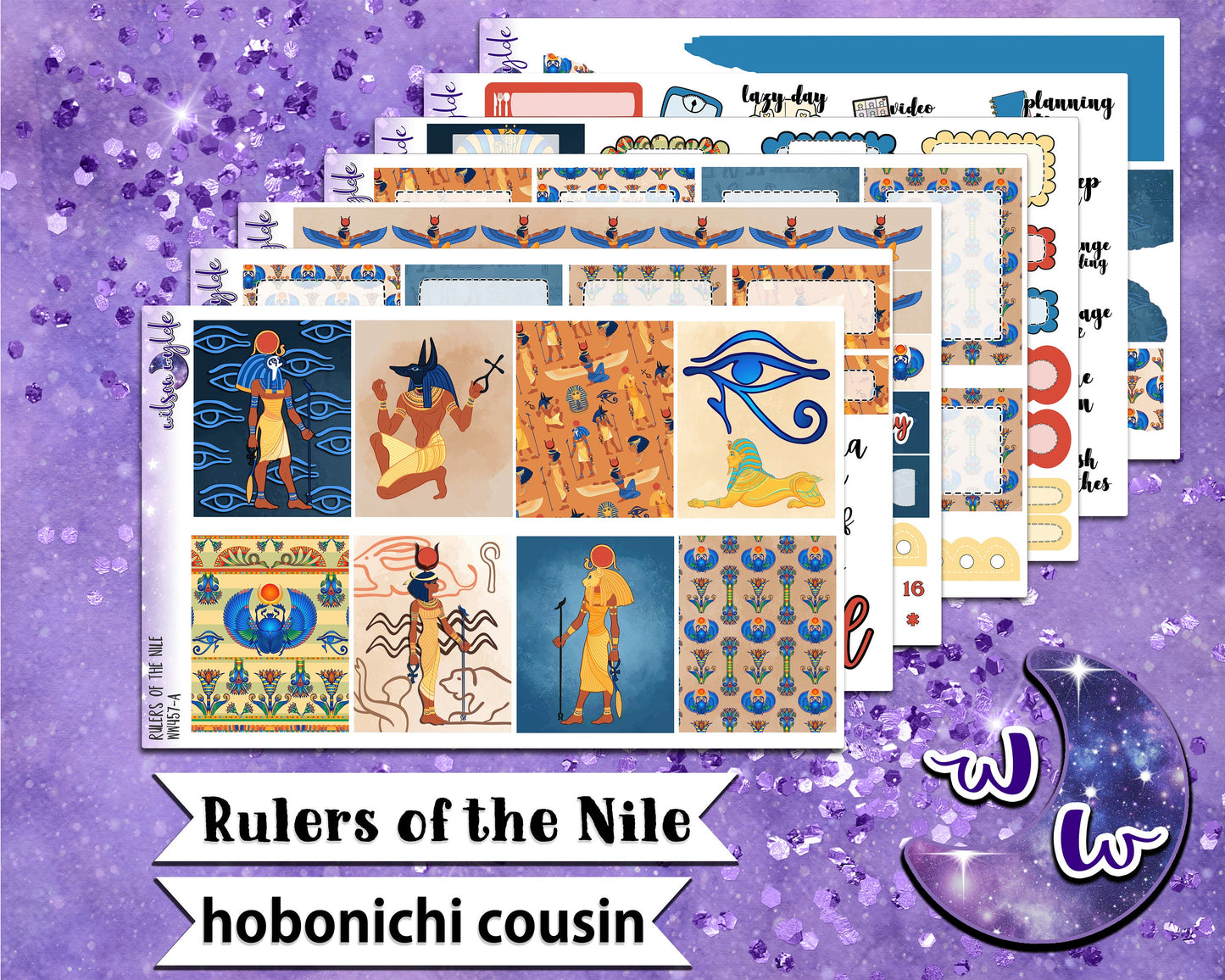 Rulers of the Nile full weekly sticker kit, HOBONICHI COUSIN format, a la carte and bundle options. WW457