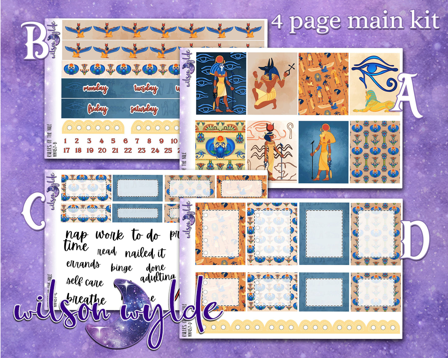 Rulers of the Nile full weekly sticker kit, HOBONICHI COUSIN format, a la carte and bundle options. WW457