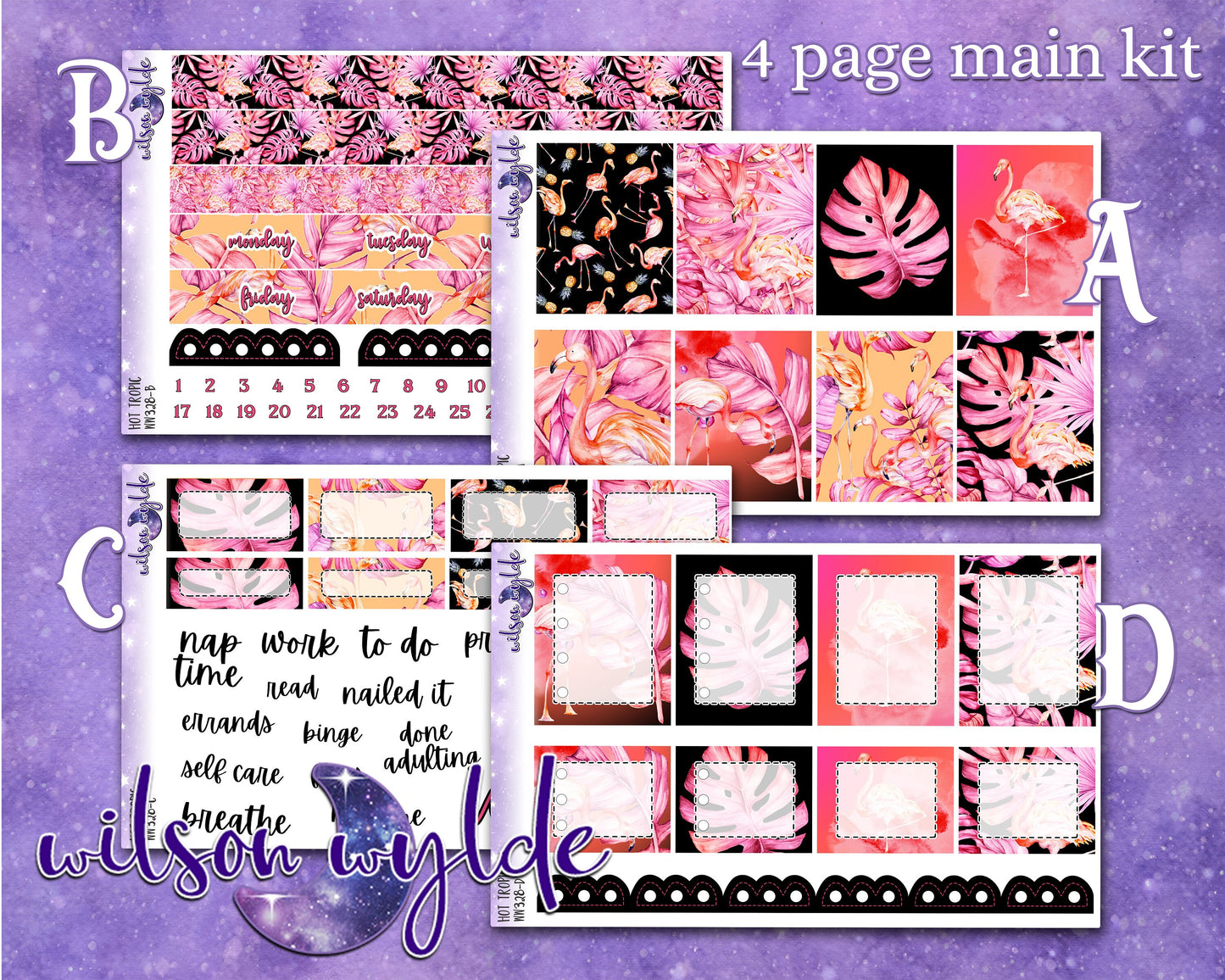 Hot Tropic full weekly sticker kit, STANDARD VERTICAL format, a la carte and bundle options. WW328