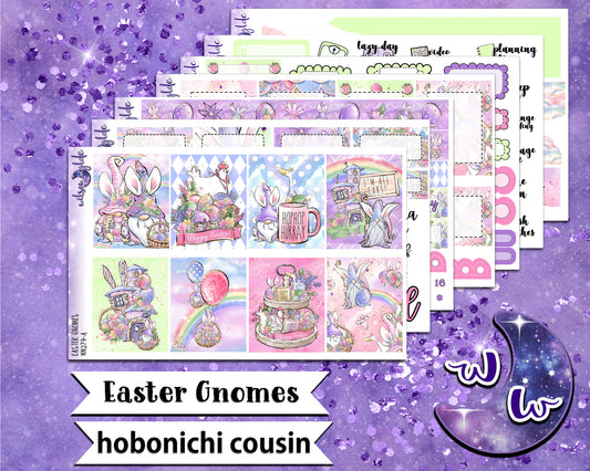 Easter Gnomes full weekly sticker kit, HOBONICHI COUSIN format, a la carte and bundle options. WW279