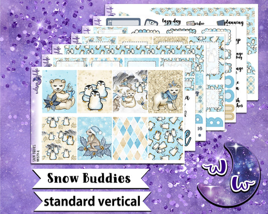 Snow Buddies full weekly sticker kit, STANDARD VERTICAL format, a la carte and bundle options. WW379