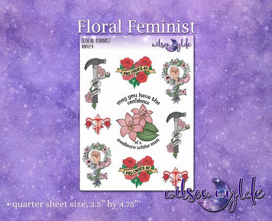 Floral Feminist planner stickers, WW479