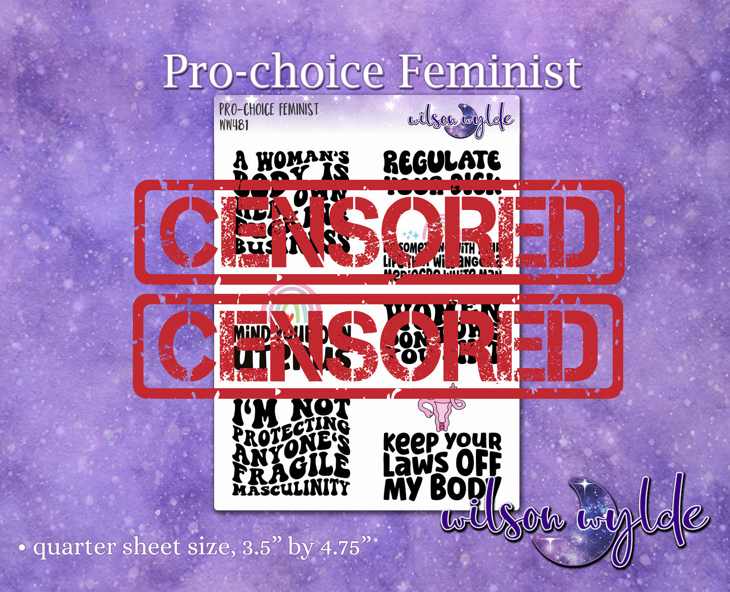 Pro-Choice Feminist planner stickers, WW486