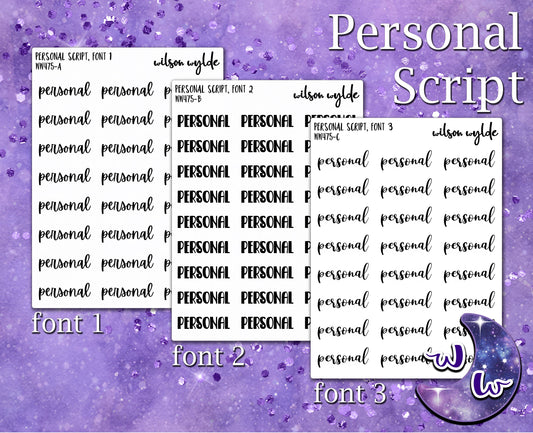 Personal script planner stickers, Foiling available WW475