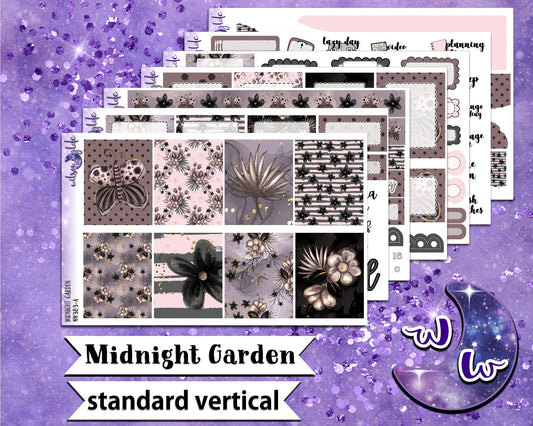 Midnight Garden full weekly sticker kit, STANDARD VERTICAL format, a la carte and bundle options. WW383