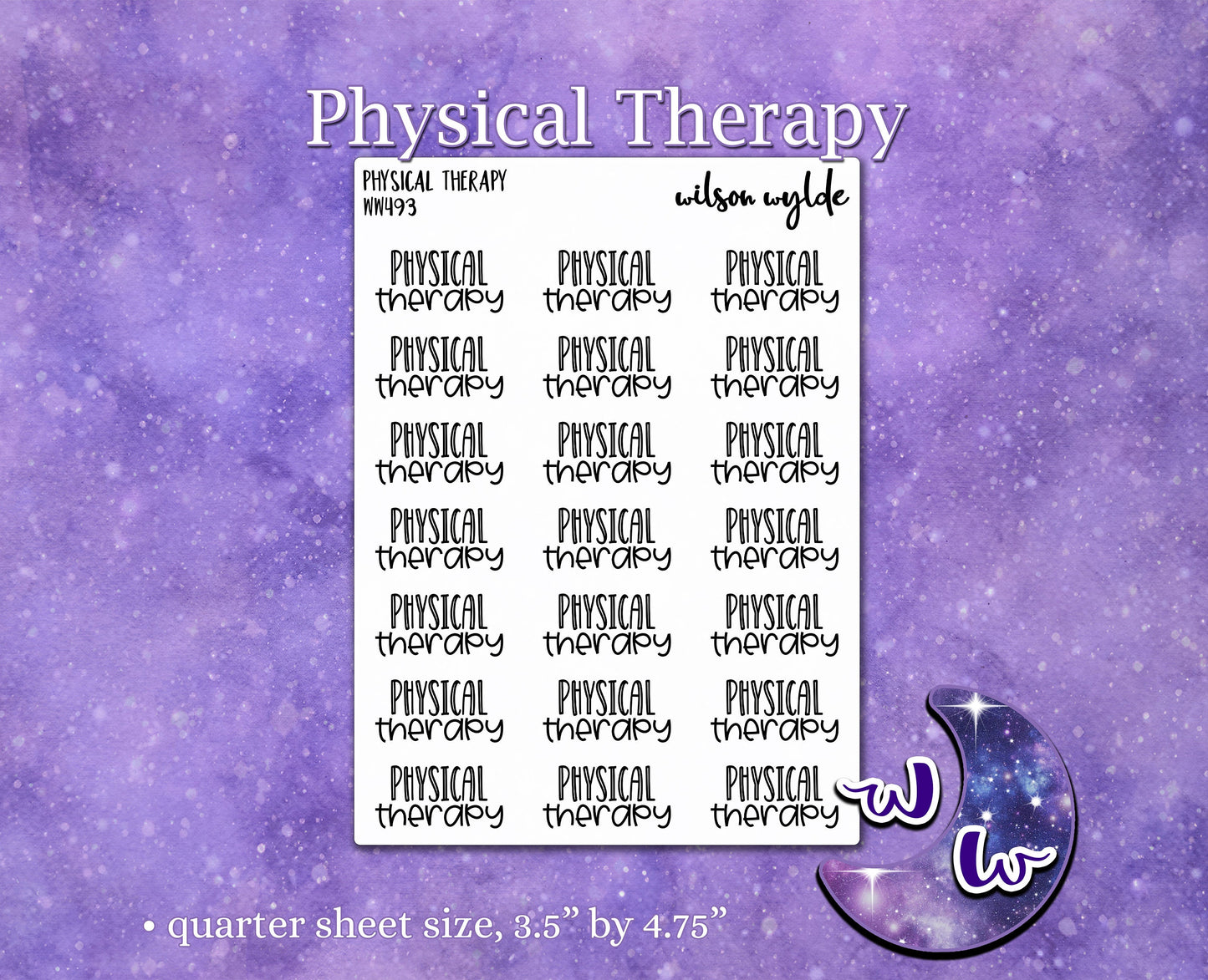 Physical Therapy script planner stickers, Foiling available WW493