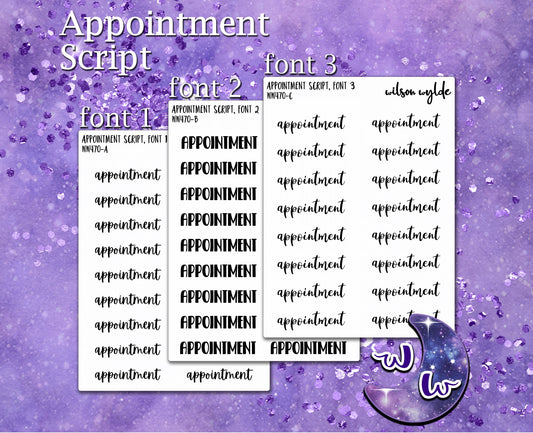 Appointment script planner stickers, Foiling available WW470