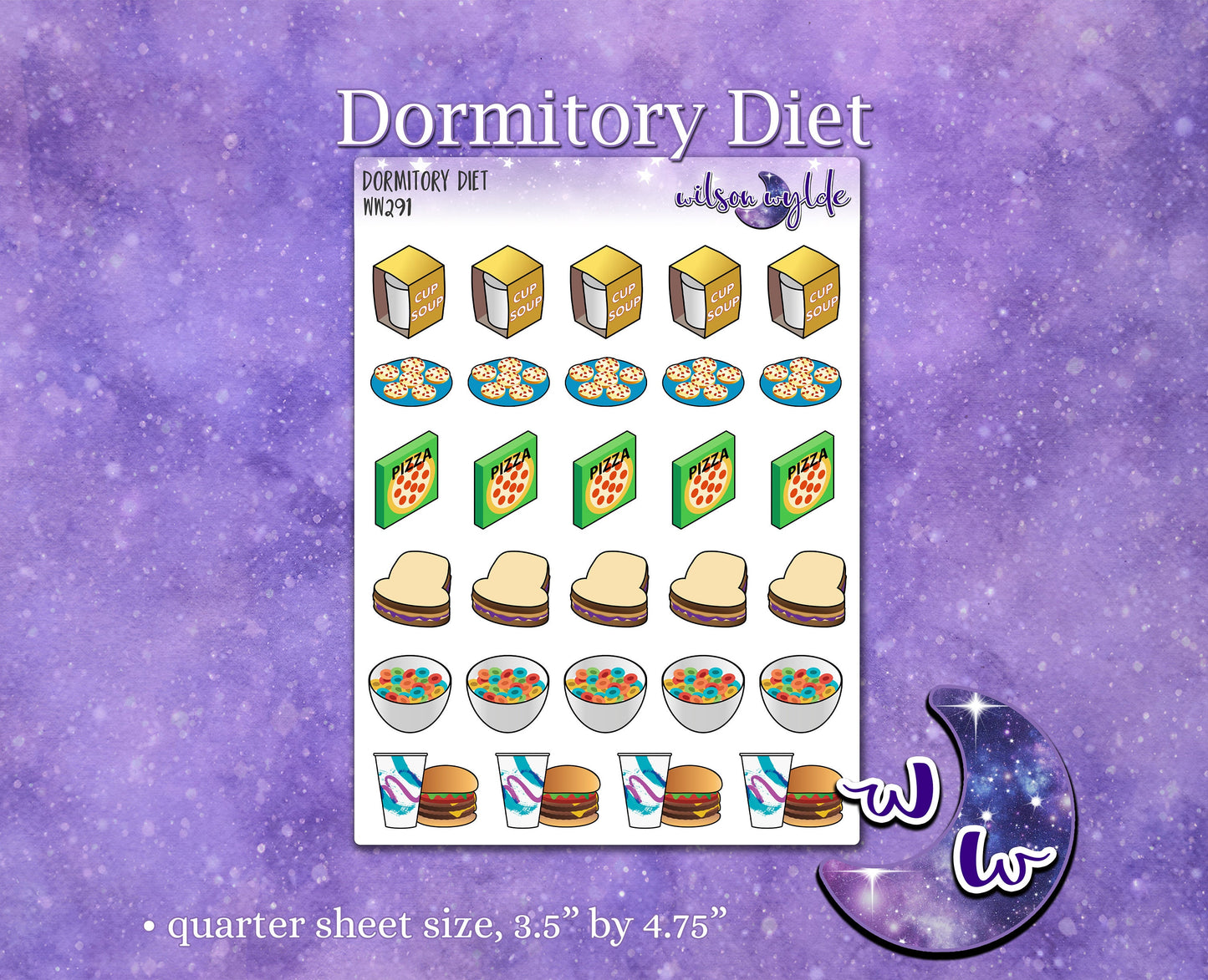 Dormitory Diet planner stickers, WW291