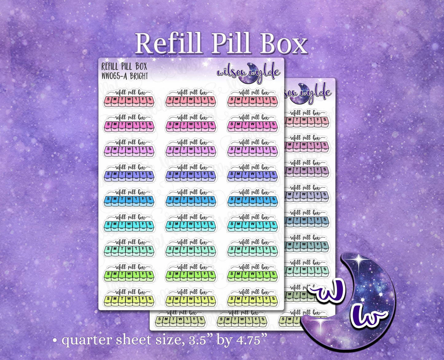 Refill Pill Box planner stickers, WW065