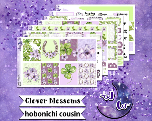 Clover Blossoms full weekly sticker kit, HOBONICHI COUSIN format, a la carte and bundle options. WW391