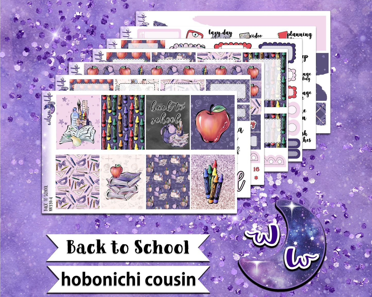 Back to School full weekly sticker kit, HOBONICHI COUSIN format, a la carte and bundle options. WW334