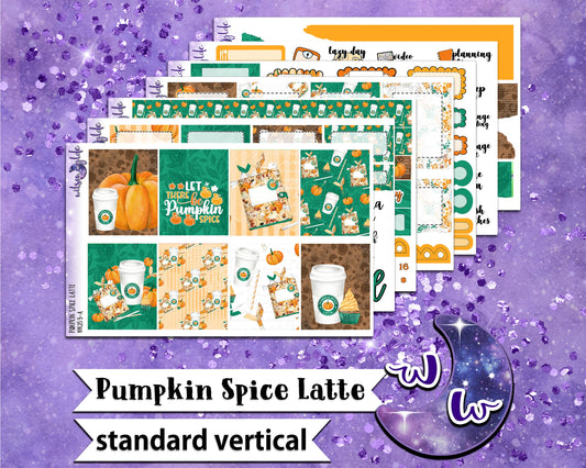 Pumpkin Spice Latte full weekly sticker kit, STANDARD VERTICAL format, a la carte and bundle options. WW253