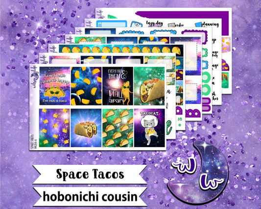 Space Tacos full weekly sticker kit, HOBONICHI COUSIN format, a la carte and bundle options. WW254