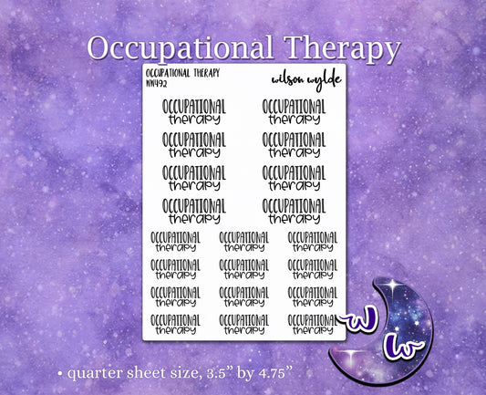 Occupational Therapy script planner stickers, Foiling available WW492