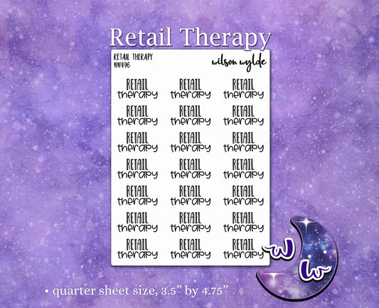 Retail Therapy script planner stickers, Foiling available WW496