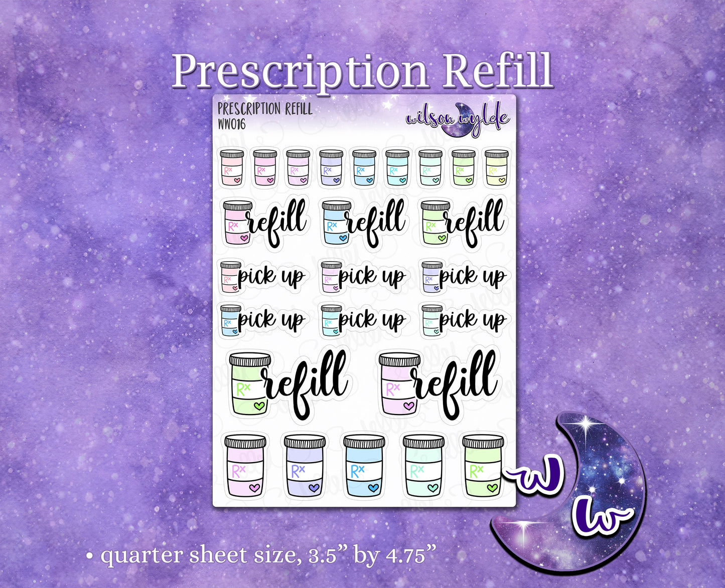 Prescription Refill planner stickers, WW016