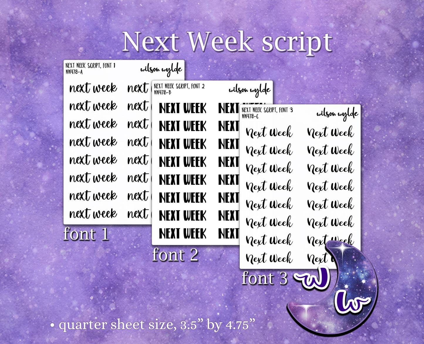 Next Week script planner stickers, Foiling available WW478