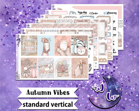 Autumn Vibes full weekly sticker kit, STANDARD VERTICAL format, a la carte and bundle options. WW519