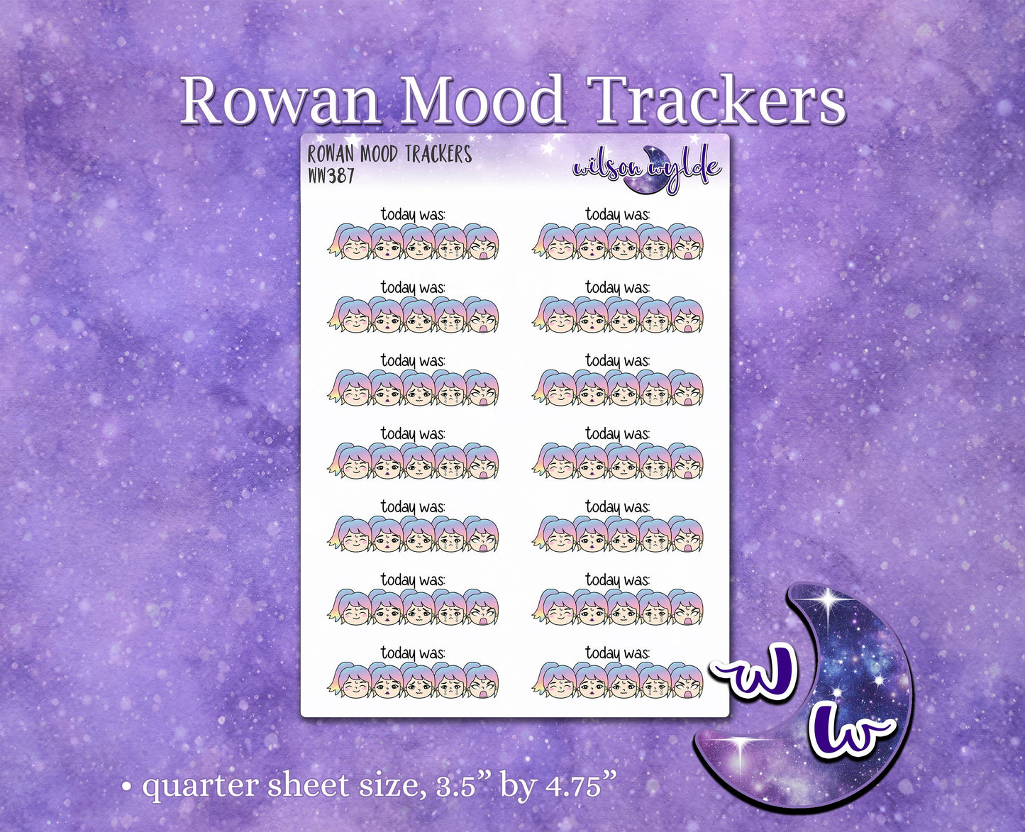 Rowan Mood Trackers planner stickers, WW387