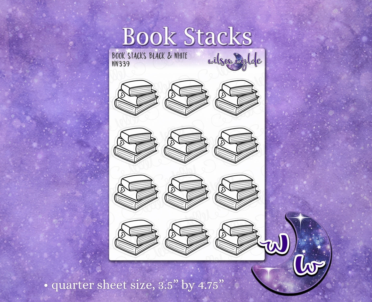 Book Stacks planner stickers, WW339